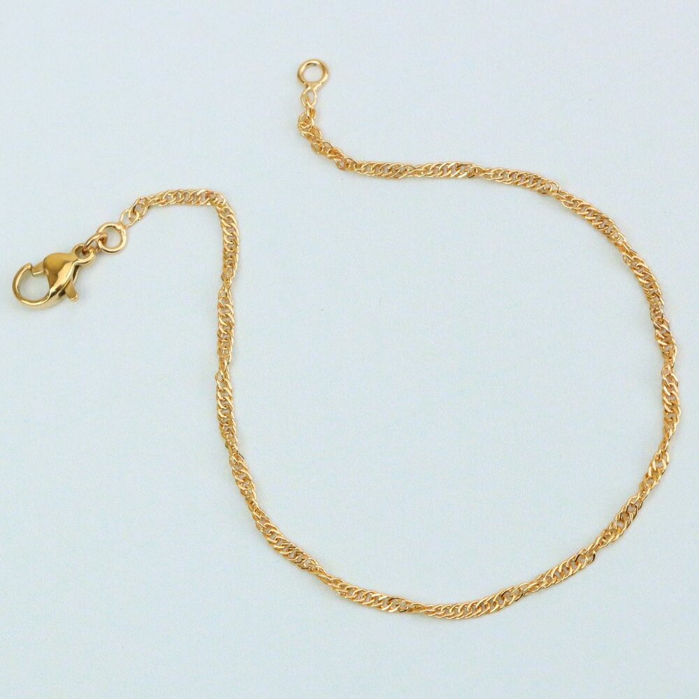 "Elegant Rope Chain Rose Gold Anklet in High-Quality Brass Finish, XPAL1048